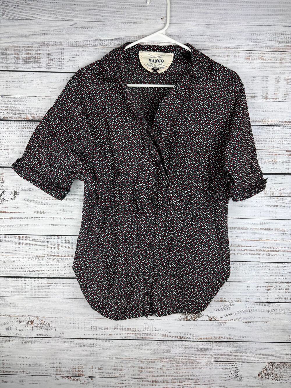 Mango Button Up Blouse Office Career Preppy Librarian Academia US 6 Y2K Teacher